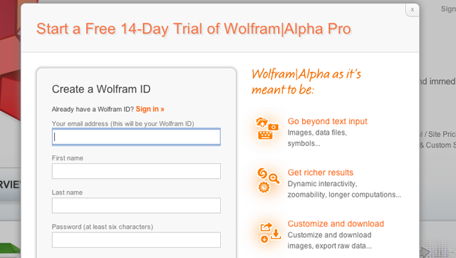 wolframalpha free account